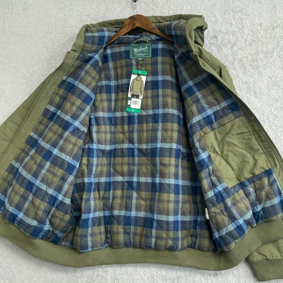 NEW Woolrich Men's XL Canvas Hooded Jacket Flannel Plaid Quilted Lining Full Zip - Picture 7 of 8